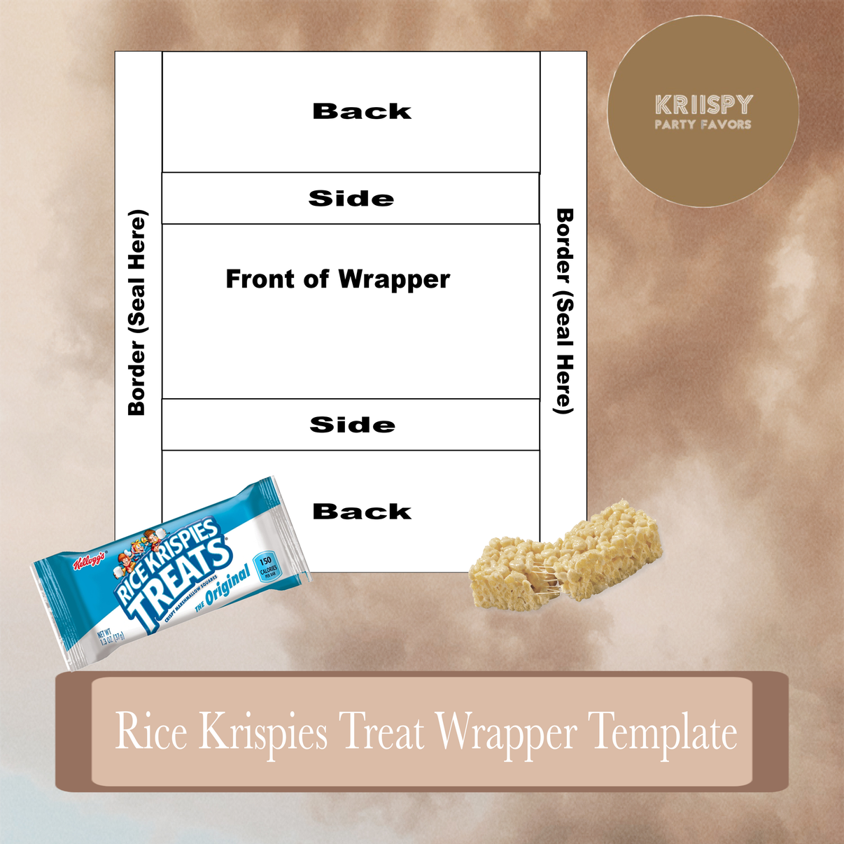 Rice Krispies Treat Wrapper Template Kriispy Party Favors 3476